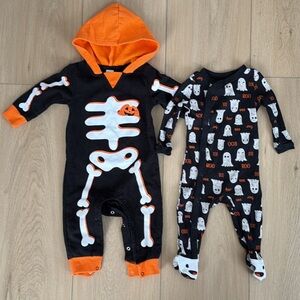 Pair of Halloween Sleepers/Playsuits (Size 6-12m)